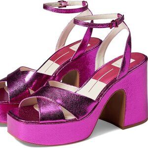 Dolce Vita Wessi Heeled Sandal in Electric Pink Crackled Stella 6.5